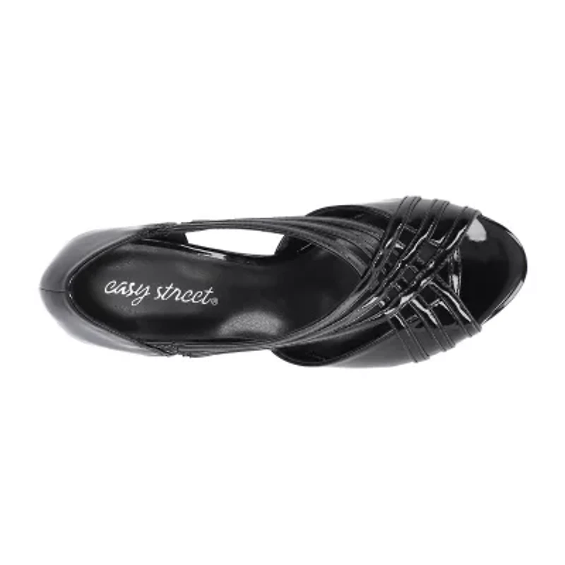 Easy Street Oceana Womens Round Peep Toe Stiletto Heel Pumps