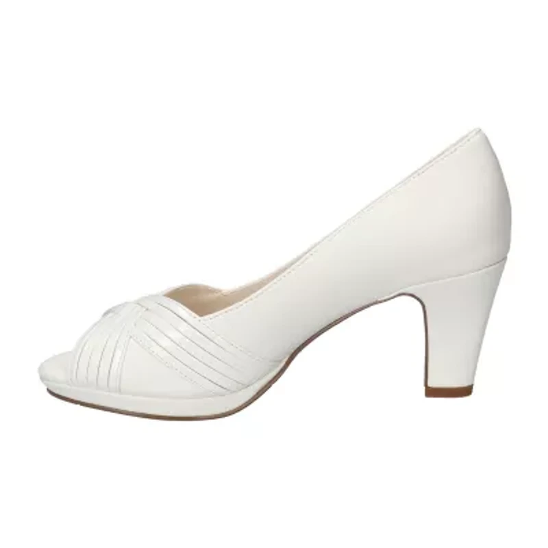 Easy Street Lavish Womens Round Peep Toe Stiletto Heel Pumps