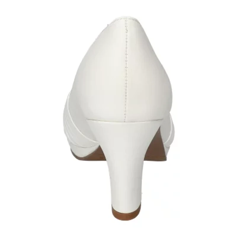 Easy Street Lavish Womens Round Peep Toe Stiletto Heel Pumps