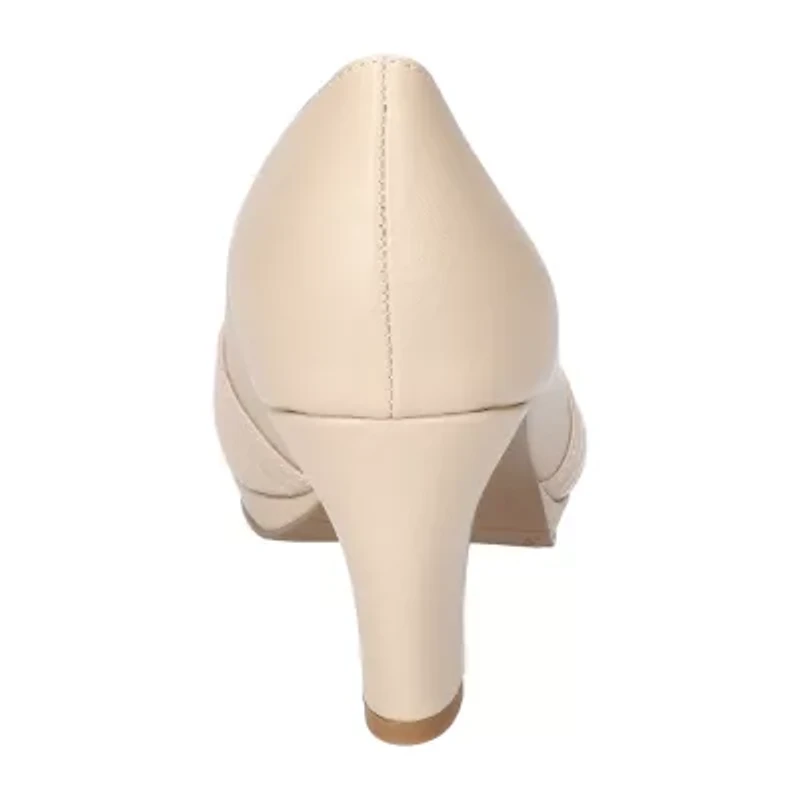 Easy Street Lavish Womens Round Peep Toe Stiletto Heel Pumps