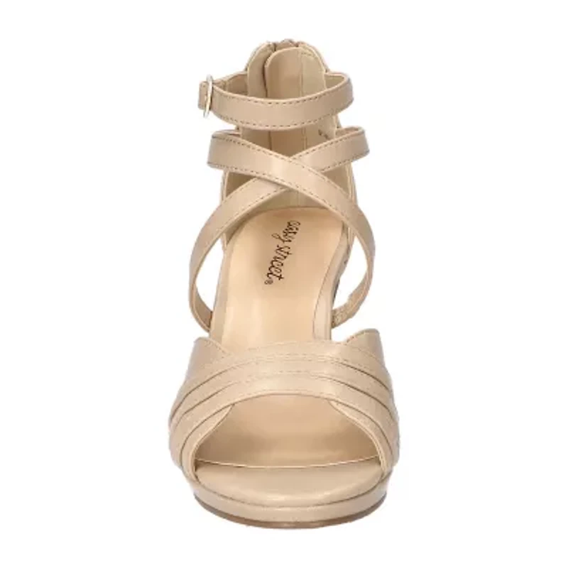 Easy Street Crissa Womens Round Open Toe Stiletto Heel Pumps