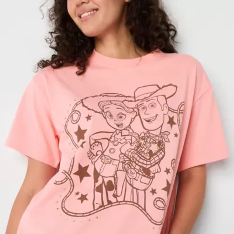 Womens Crew Neck Short Sleeve Regular Fit Toy Story Juniors Graphic T-Shirt