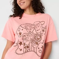 Womens Crew Neck Short Sleeve Regular Fit Toy Story Juniors Graphic T-Shirt
