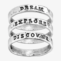 Limited Quantities! Dream; Explore; Discover Womens Sterling Silver Ring Set