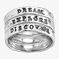 Limited Quantities! Dream; Explore; Discover Womens Sterling Silver Ring Set