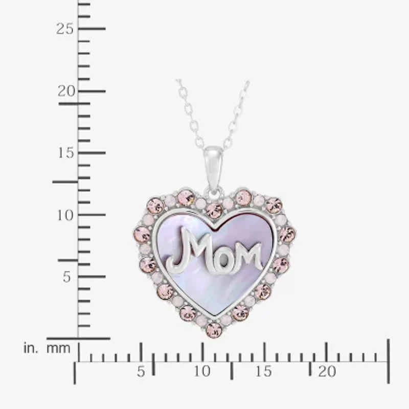Limited Quantities! "Mom" Womens Lab Created Multi Color Crystal Sterling Silver Heart 20 Inch Pendant Necklace