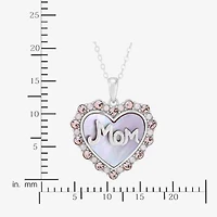 Limited Quantities! "Mom" Womens Lab Created Multi Color Crystal Sterling Silver Heart 20 Inch Pendant Necklace