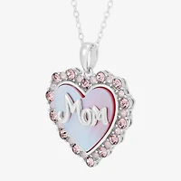 Limited Quantities! "Mom" Womens Lab Created Multi Color Crystal Sterling Silver Heart 20 Inch Pendant Necklace
