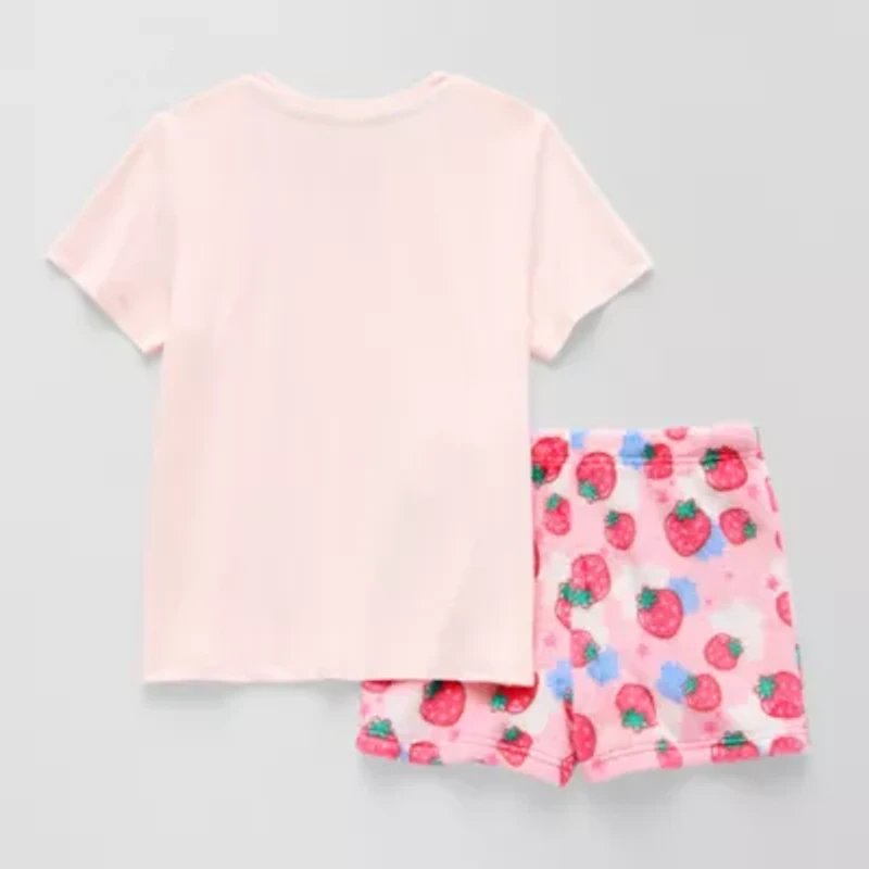 Dots & Dreams Little Big Kid Girls Satin Round Neck Short Sleeve 2-pc. Pajama Sets