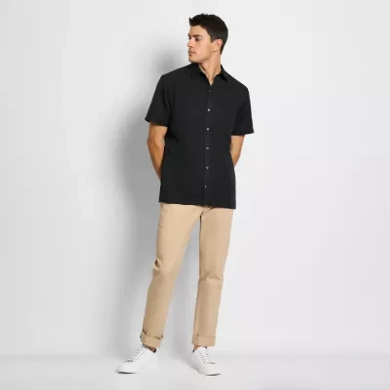 Van Heusen Weekend Mens Short Sleeve Moisture Wicking Camp Shirt