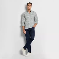 Van Heusen Everyday Defense Stain Shield Mens Long Sleeve Slim Fit Stretch Fabric Wrinkle Free Button-Down Shirt