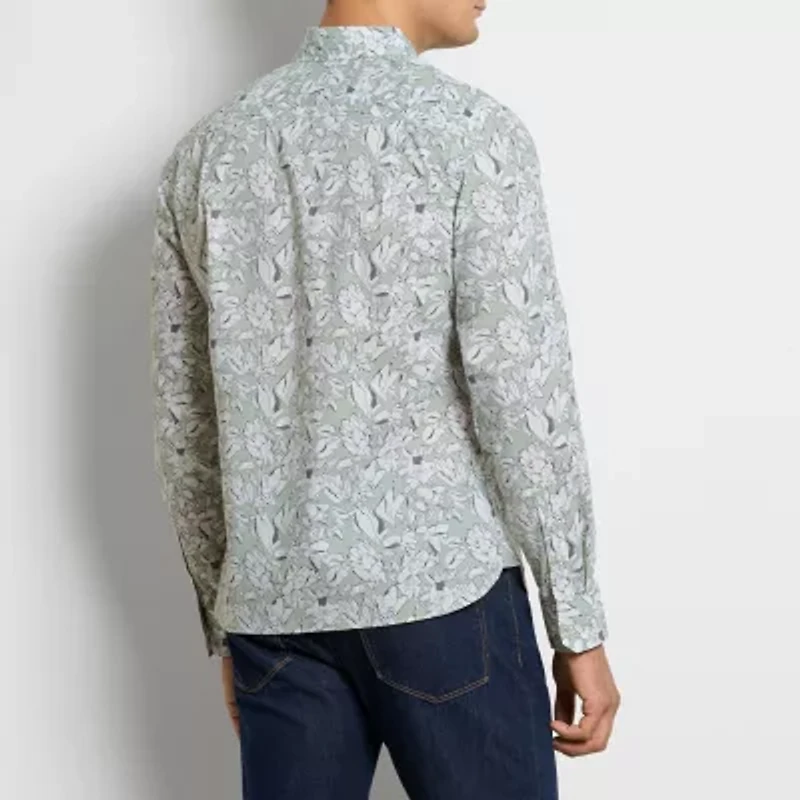 Van Heusen Everyday Defense Stain Shield Mens Long Sleeve Slim Fit Stretch Fabric Wrinkle Free Button-Down Shirt