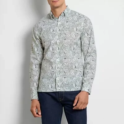 Van Heusen Everyday Defense Stain Shield Mens Long Sleeve Slim Fit Stretch Fabric Wrinkle Free Button-Down Shirt