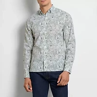 Van Heusen Everyday Defense Stain Shield Mens Long Sleeve Slim Fit Stretch Fabric Wrinkle Free Button-Down Shirt