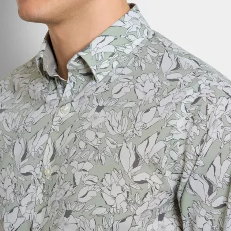 Van Heusen Everyday Defense Stain Shield Mens Long Sleeve Slim Fit Stretch Fabric Wrinkle Free Button-Down Shirt