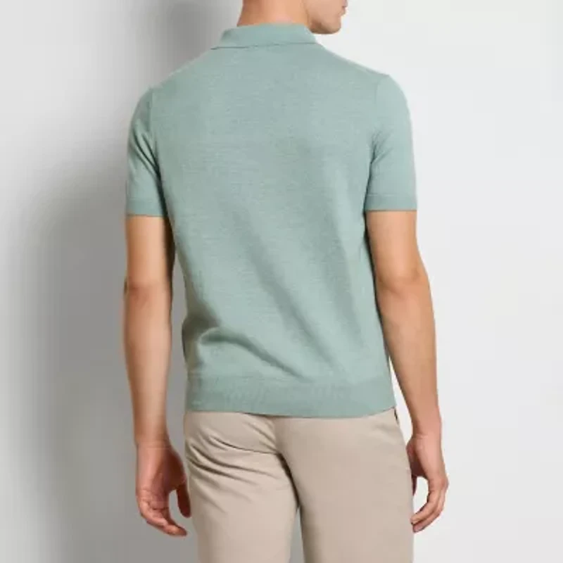 Van Heusen Smart Temp Quarter Zip Mens Short Sleeve Polo Sweater