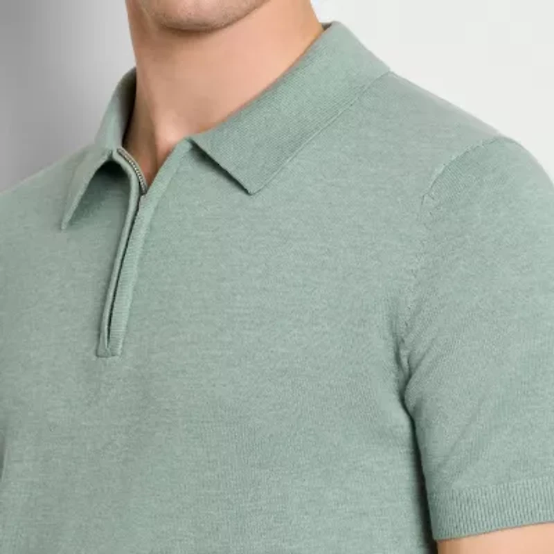 Van Heusen Smart Temp Quarter Zip Mens Short Sleeve Polo Sweater