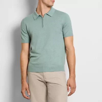 Van Heusen Smart Temp Quarter Zip Mens Short Sleeve Polo Sweater