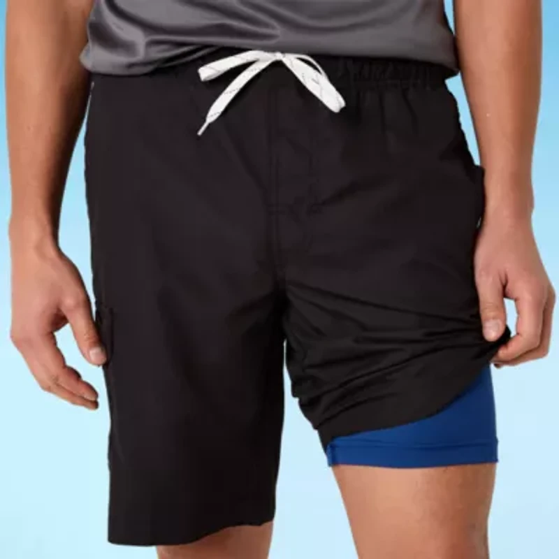 St. John's Bay Cargo Mens Drawstring Waist Swim Trunks