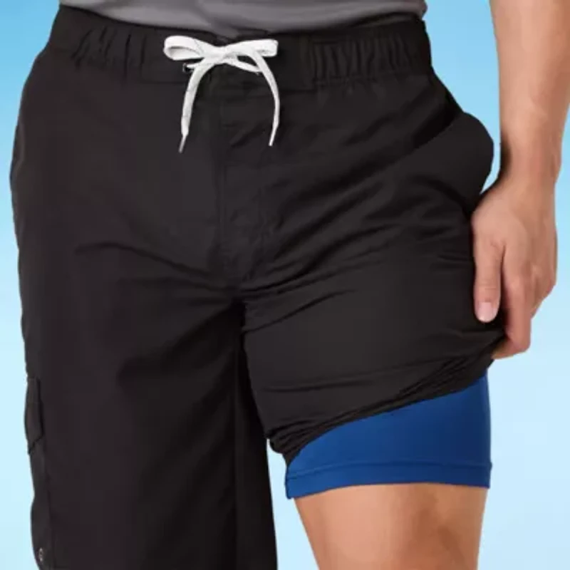 St. John's Bay Cargo Mens Big and Tall Drawstring Waist Swim Trunks