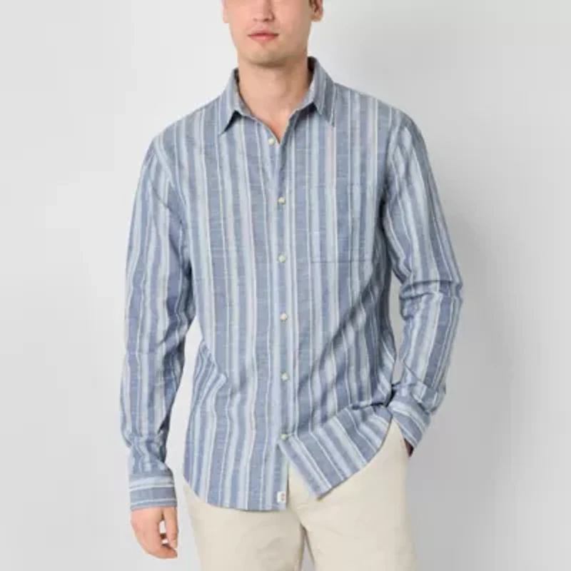 mutual weave Mens Long Sleeve Regular Fit Button-Down Shirt