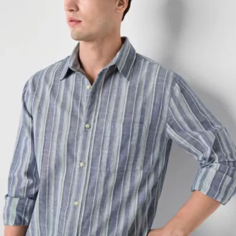 mutual weave Mens Long Sleeve Regular Fit Button-Down Shirt