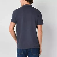 mutual weave Mens Regular Fit Easy-on + Easy-off Adaptive Short Sleeve Polo Shirt