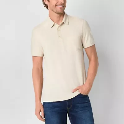 mutual weave Mens Regular Fit Easy-on + Easy-off Adaptive Short Sleeve Polo Shirt