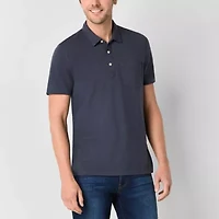 mutual weave Mens Regular Fit Easy-on + Easy-off Adaptive Short Sleeve Polo Shirt