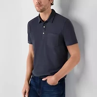 mutual weave Mens Regular Fit Easy-on + Easy-off Adaptive Short Sleeve Polo Shirt