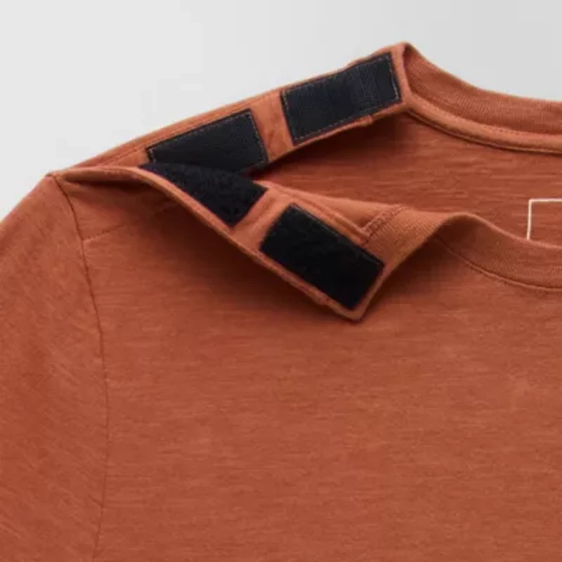 mutual weave Slub Mens Easy-on + Easy-off Crew Neck Short Sleeve Adaptive T-Shirt