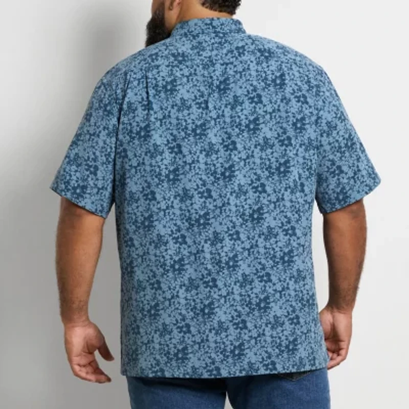 Van Heusen Weekend Mens Short Sleeve Moisture Wicking Quick Dry Big and Tall Camp Shirt