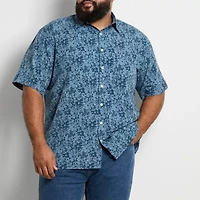 Van Heusen Weekend Mens Short Sleeve Moisture Wicking Quick Dry Big and Tall Camp Shirt