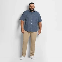 Van Heusen Stain Shield Mens Short Sleeve Regular Fit Stretch Fabric Wrinkle Free Big and Tall Button-Down Shirt