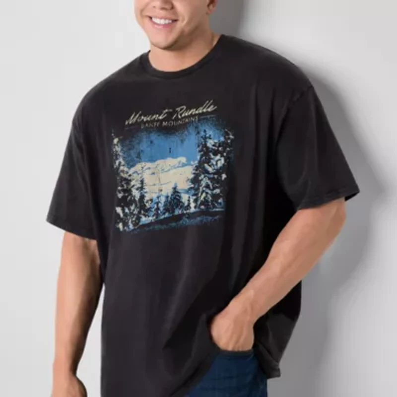 Arizona Mens Crew Neck Short Sleeve Classic Fit Big and Tall Graphic T-Shirt