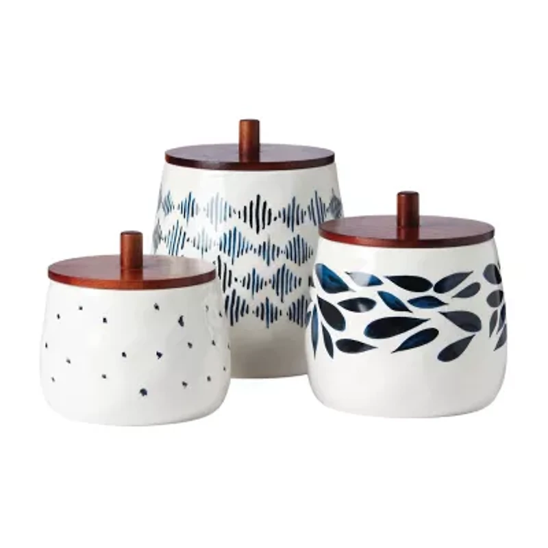 Lenox Blue Bay Porcelain 3pc Canister Set