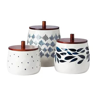 Lenox Blue Bay Porcelain 3pc Canister Set