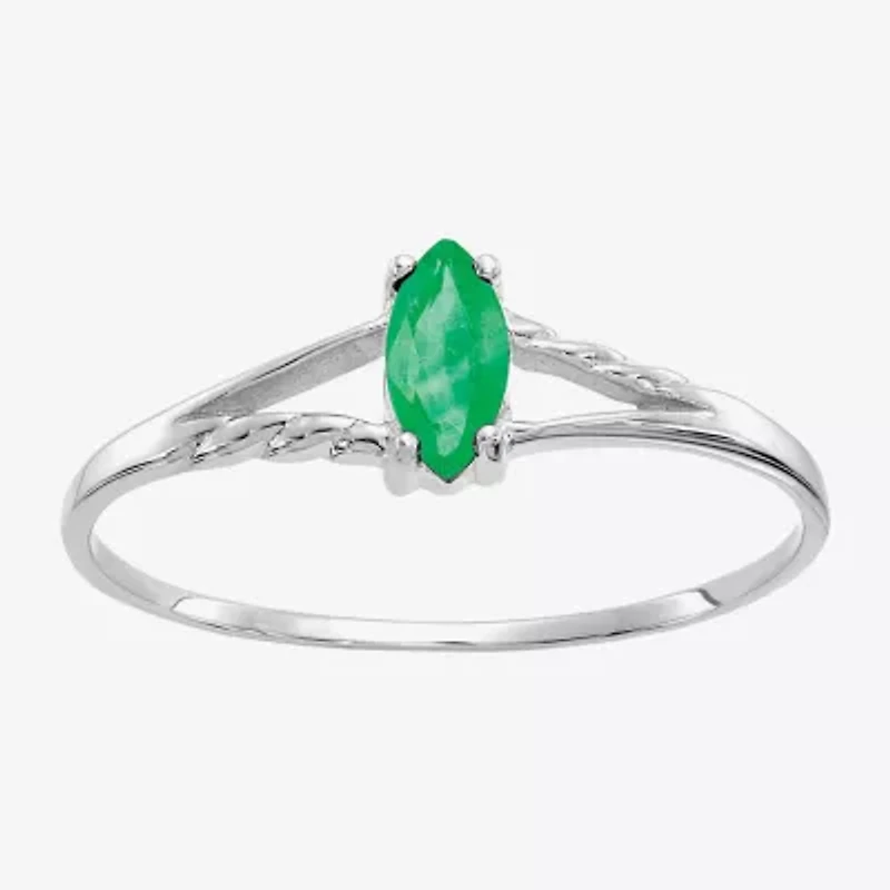 Gemstone 10K White Gold Marquise Cocktail Ring