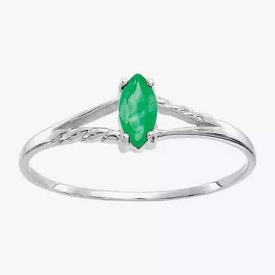 Gemstone 10K White Gold Marquise Cocktail Ring