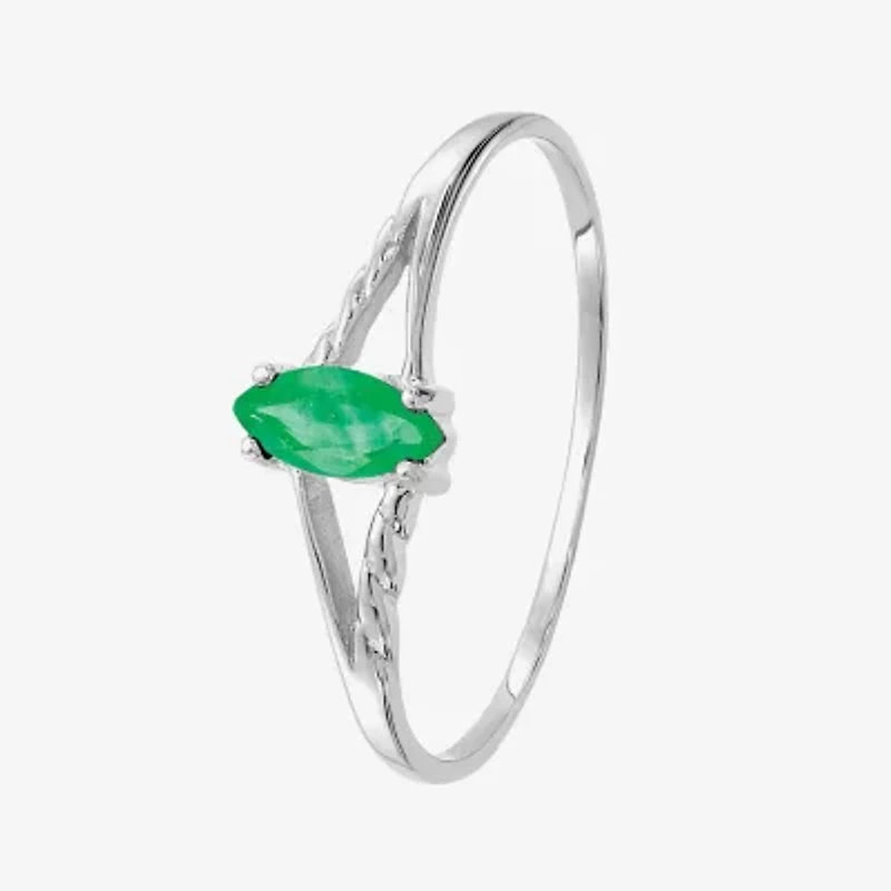 Gemstone 10K White Gold Marquise Cocktail Ring