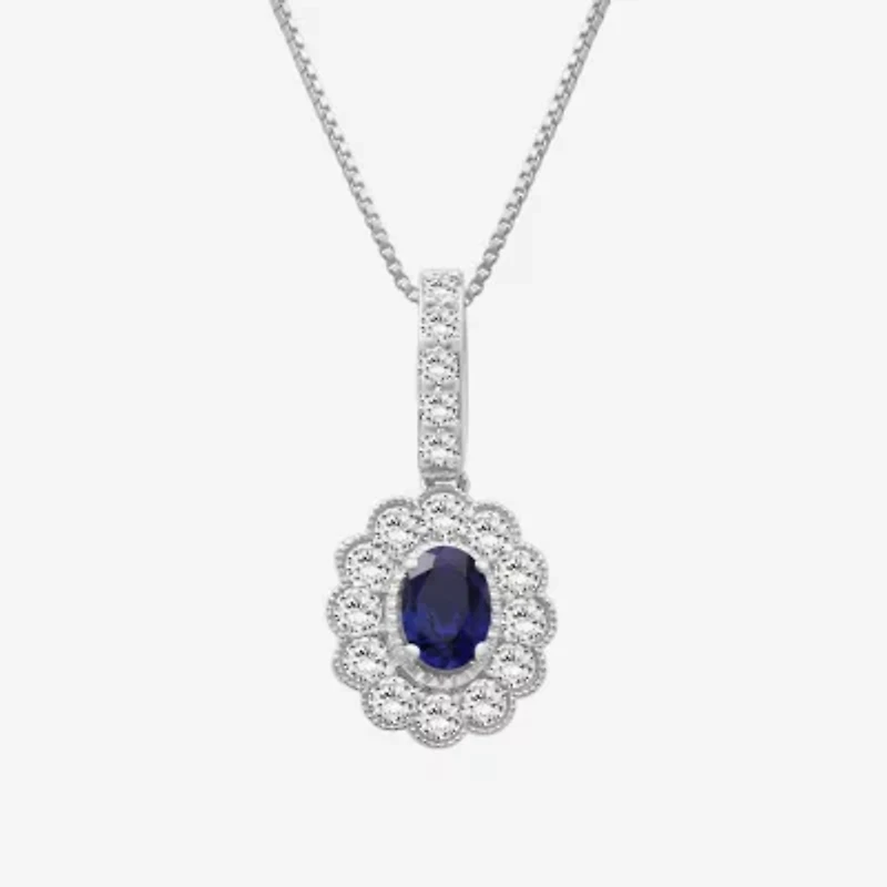 Womens Oval-cut Gemstone & 1 CT. T.W. Lab-Grown Diamond 10K Gold Pendant Necklace