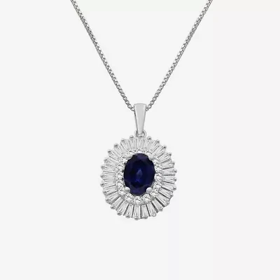 Womens Oval-cut Gemstone & 1 CT. T.W. Lab-Grown Diamond 10K Gold Pendant Necklace