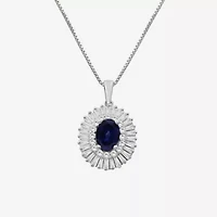 Womens Oval-cut Gemstone & 1 CT. T.W. Lab-Grown Diamond 10K Gold Pendant Necklace
