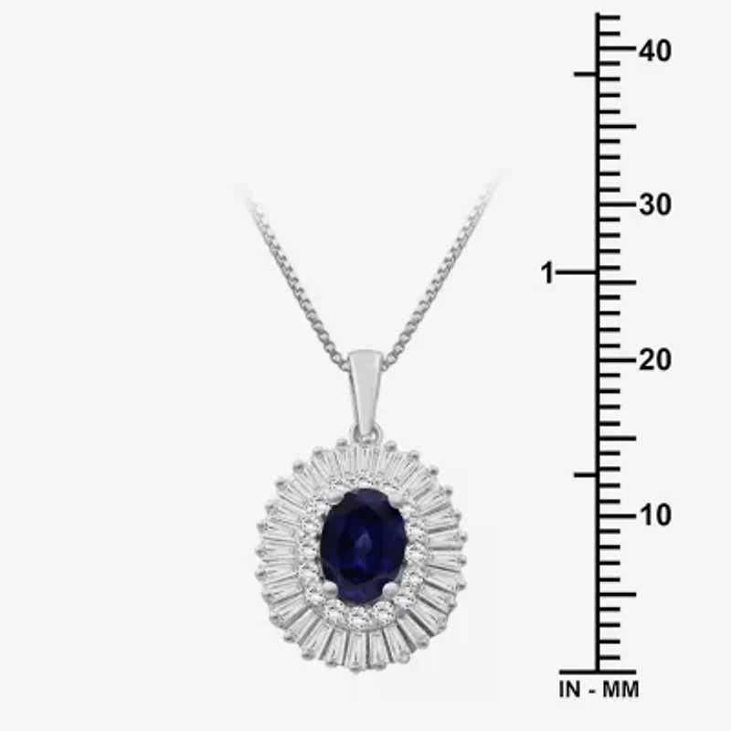 Womens Oval-cut Gemstone & 1 CT. T.W. Lab-Grown Diamond 10K Gold Pendant Necklace