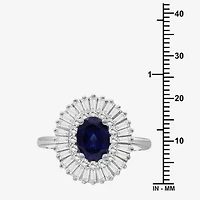 Womens Oval-cut Gemstone & 1 CT. T.W. Lab-Grown Diamond 10K Gold Halo Cocktail Ring