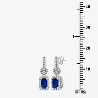 Womens Emerald-cut Gemstone & 1/7 CT. T.W. Natural Diamond 10K Gold Drop Earrings