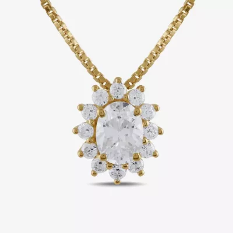 Womens 1/2 CT. T.W. Lab Grown White Diamond 10K Gold Oval 18 Inch Pendant Necklace