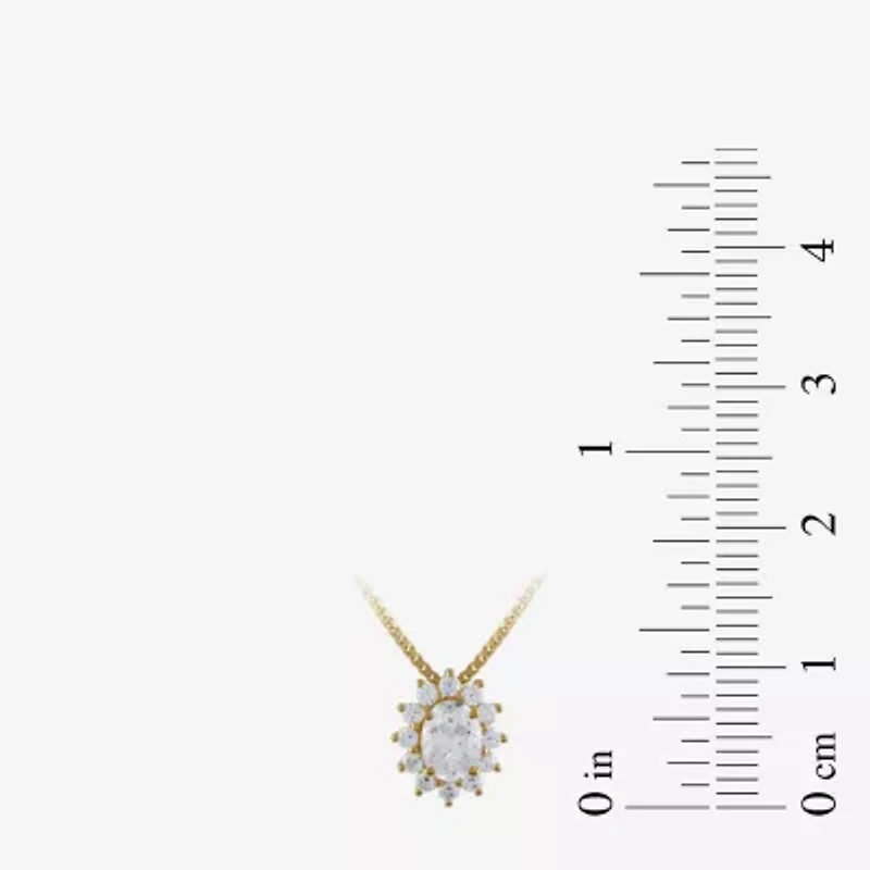 Womens 1/2 CT. T.W. Lab Grown White Diamond 10K Gold Oval 18 Inch Pendant Necklace