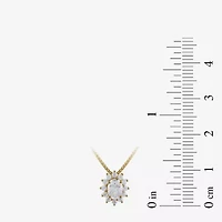 Womens 1/2 CT. T.W. Lab Grown White Diamond 10K Gold Oval 18 Inch Pendant Necklace