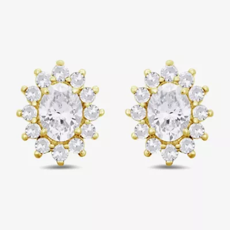 1/2 CT. T.W. Lab Grown White Diamond 10K Gold 7.5mm Oval Stud Earrings